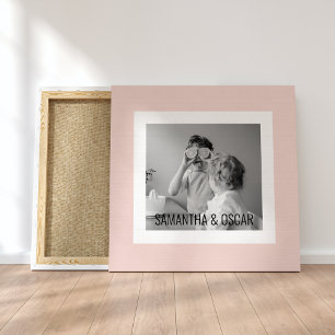 Toile Photo Famille Moderne Pastel Rose Simple Cadeau