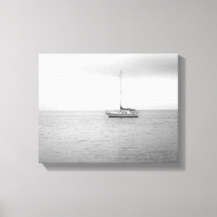 Toile Photo noire et blanche de voilier