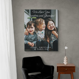 Toile Photo personnalisé On t'aime grand-père grand-mère