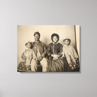 Toile Photo vintage de l'Union Soldier avec famille