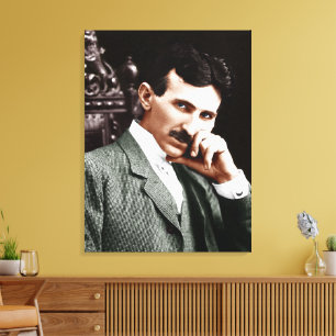 Toile Photographie de Nikola Tesla à l'âge de 40 ans