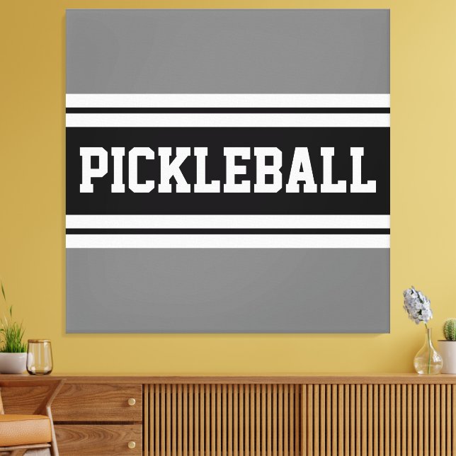 Toile PICKLEBALL Sporty Black White Grey Stripes (Insitu(Salon))