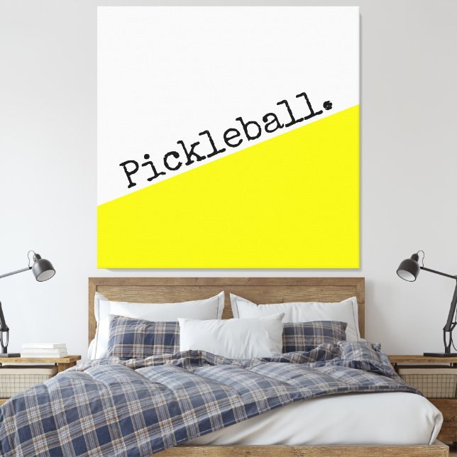 Toile PICKLEBALL Texte Bright Jaune Blanc Bloc de couleu (Insitu(Chambre))