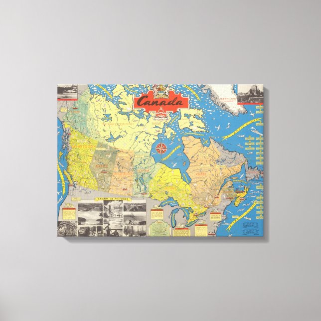Toile Pictorial Map of Canada (Recto)