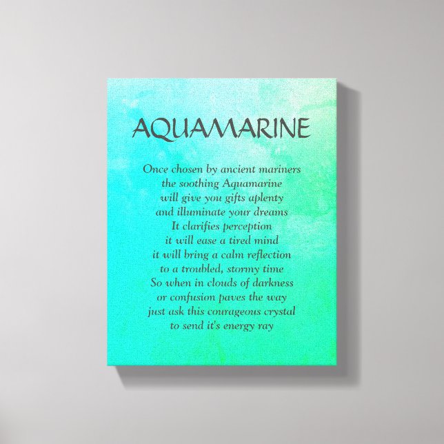 Toile Pierre de naissance Aquamarine - Mars poème art to (Recto)