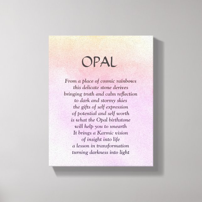 Toile Pierre de naissance Opale - Octobre poème art toil (Recto)