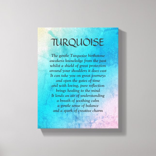 Toile Pierre de naissance Turquoise - Décembre poème art (Recto)