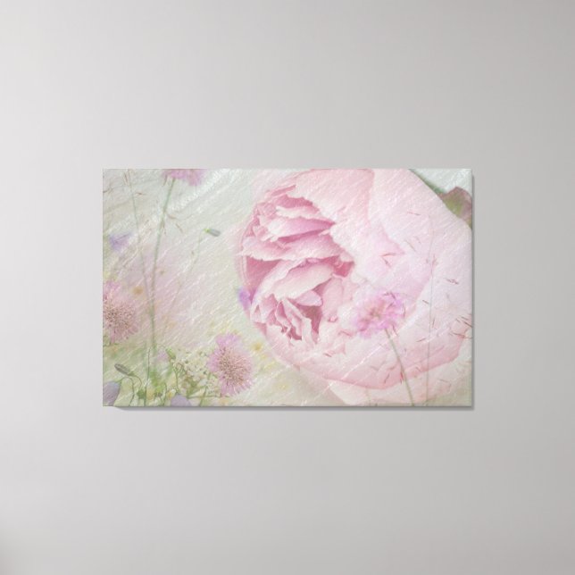 Toile Pies roses et Fleurs sauvages (Recto)