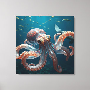 Toile Pieuvre en forme de verre dans la mer profonde
