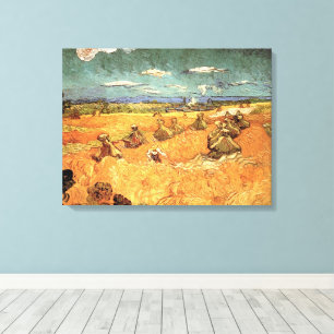 Toile Pile de blé avec faucheuse par Vincent van Gogh