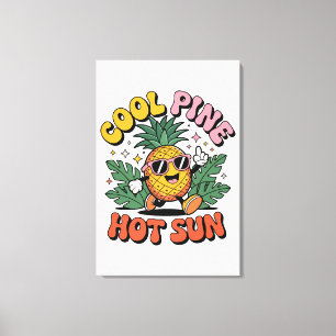 Toile Pine Cool Soleil Chaud Vibes Rétro Ananas Été