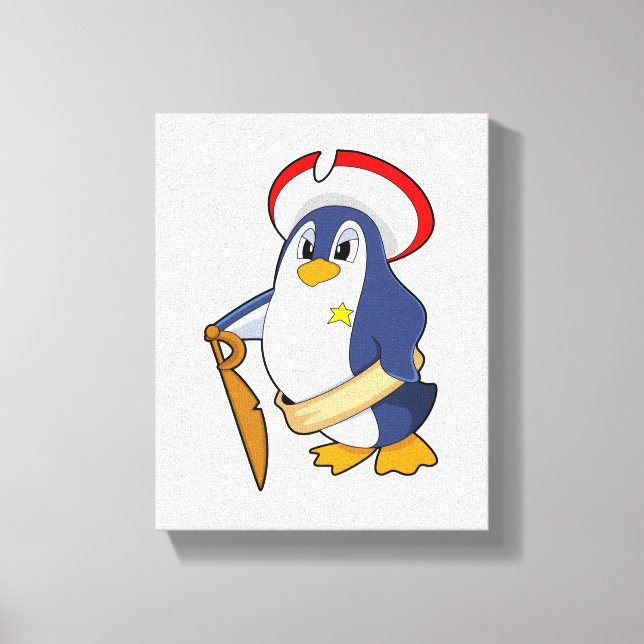 Toile Pingouin comme pirate avec Casquette (Recto)