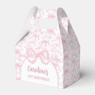 Toile Pink Bow Birthday Favor Box Geschenkschachtel