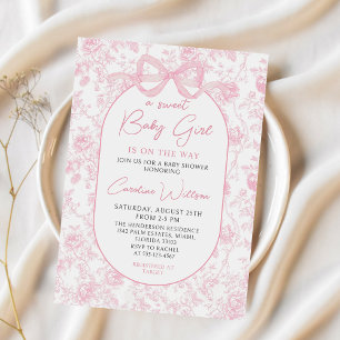Toile Pink Bow Blumendusche Einladung