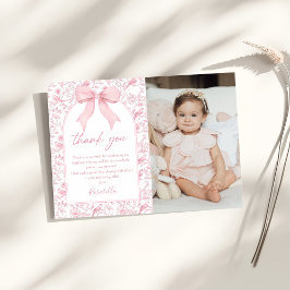 Toile Pink Bow Chinoiserie Floral Geburtstag Dankeskarte