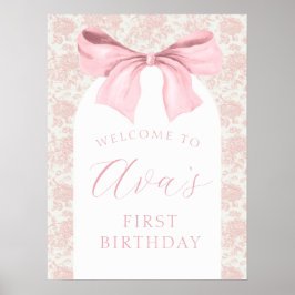 Toile Pink Bow Geburtstag Begrüßungszeichen Poster