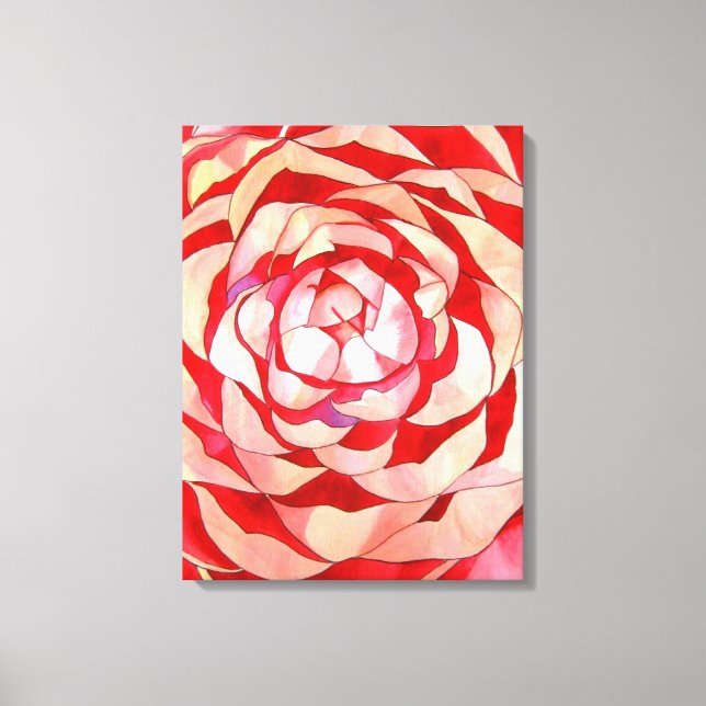 Toile Pink Camellia abstract art painting original (Recto)