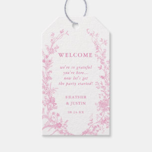 Toile Pink Floral Wedding Willkommen Geschenkanhänger