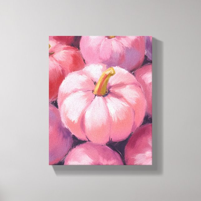 Toile Pink Pastel Pumpkins Watercolor Painting (Recto)