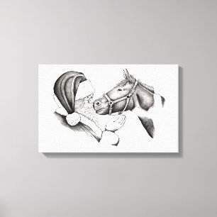 Toile Pinto Horse et Santa Claus