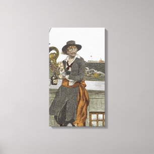 Toile Pirates Vintage, Kidd sur le Pont de l'Adventure G