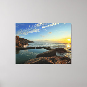 Toile Piscine de plage de Perranporth au coucher du sole