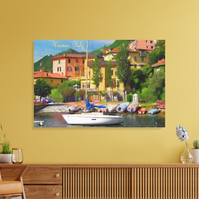 Toile Pittoresque, Paisible Varenna Lac de Côme, Italie (Insitu(Salon))