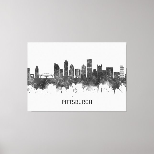 Toile Pittsburgh Pennsylvania Skyline BW (Recto)