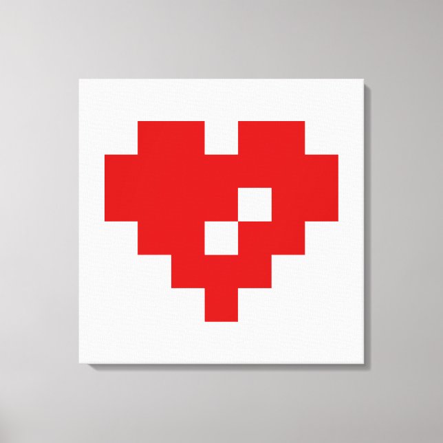 Toile Pixel Coeur 8 bits Amour (Recto)