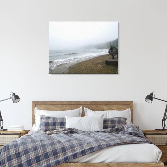 Toile Plage brumeuse de Scarborough (Insitu(Chambre))
