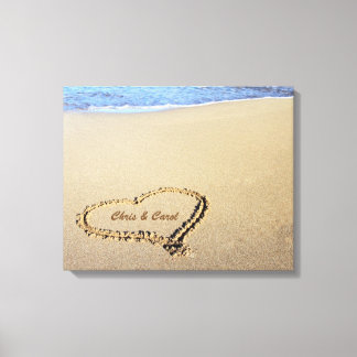 Toile Plage Coeur Imprimer avec des noms personnal