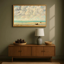 Toile Plage côtière vintage Scène Antique Paysage marin