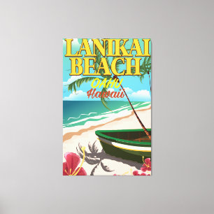 Toile plage de Lanikai Hawaii affiche de voyage