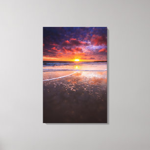 Toile Plage de l'État de Ventura au coucher du soleil