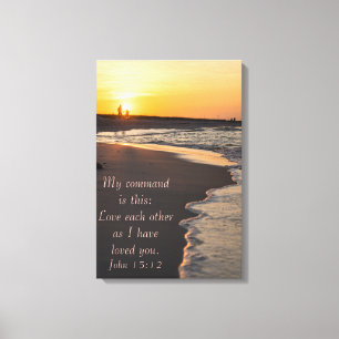Toile Plage De Marche En Couple À Sunrise John 15 12