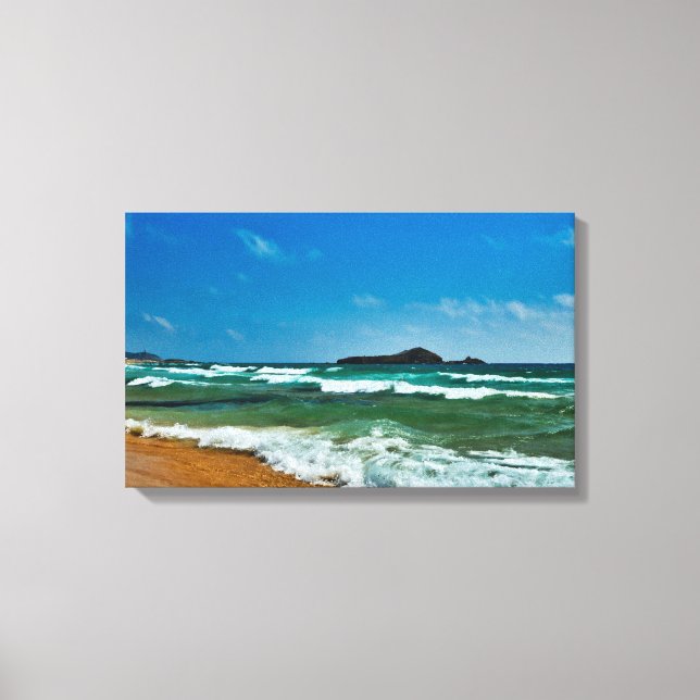 Toile Plage de sable doré Chia, Sardaigne Italie mer agi (Recto)