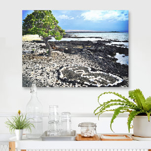 Toile Plage de sable noir d'Hawaii Photo de cœur d'amour