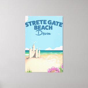 Toile Plage de Strete Gate Devon affiche de voyage vinta