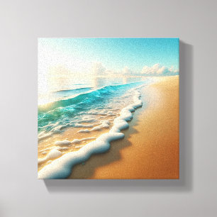 Toile Plage dorée baignée de soleil avec une épaisse écu