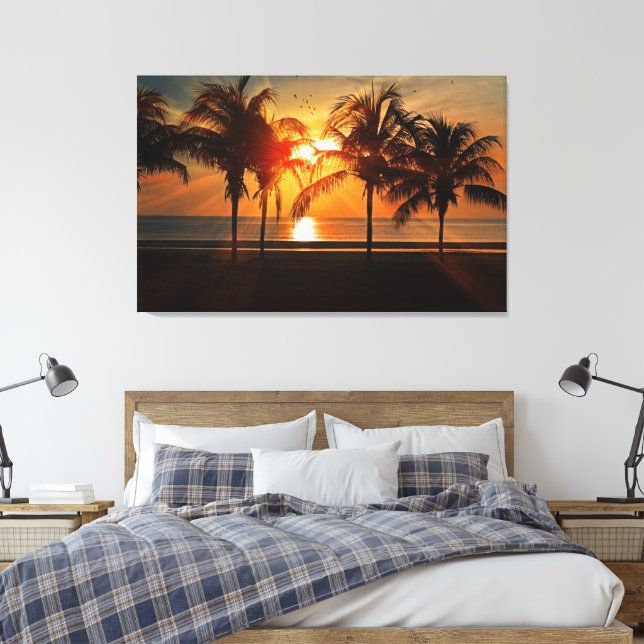 Toile Plage tropicale Palmiers Golden Sunset (Insitu(Chambre))