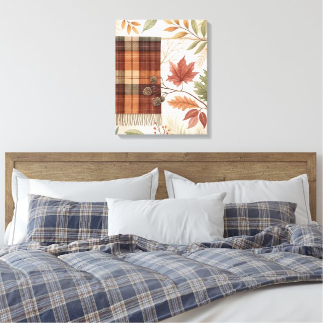 Toile Plaid Botanical Fall Wall Art (Insitu(Chambre))