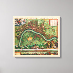 Toile Plan antique des rues de Londres par Johannes de R