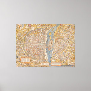 Toile Plan de Paris par Truschet et Hoyau Circa 1550