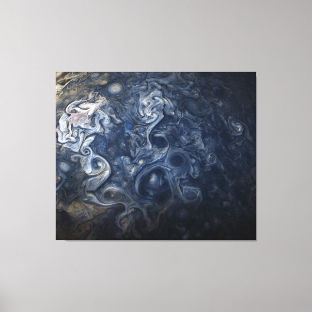 Toile Planète Jupiter Blues Blue White Juno Cam Swirling (Recto)