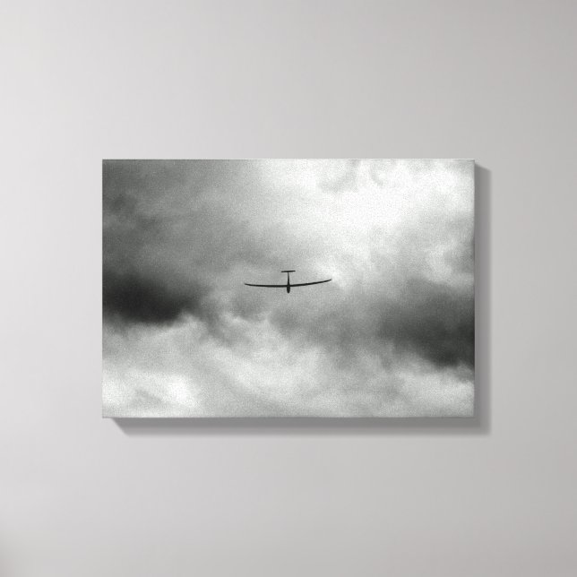 Toile Planeur volant dans le ciel gris (Recto)