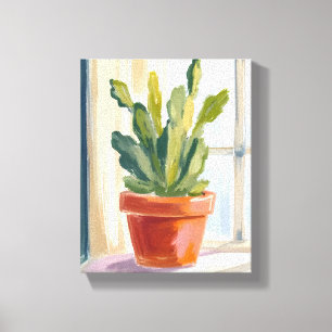 Toile Plante de cactus   Aquarelle botanique verte