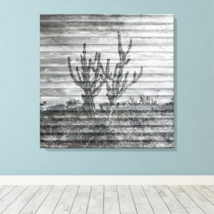 Toile Plantes de Cactus sur Planches de Bois Photo en No