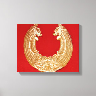 Toile Plaque avec deux dragons et un masque à cravate de