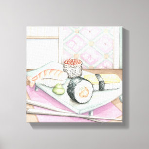 Toile Plaque de sushi assorté avec baguettes