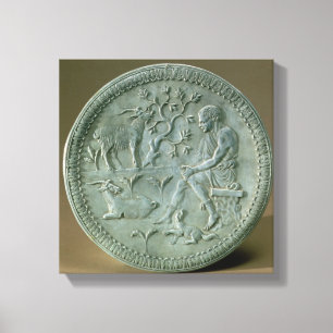 Toile Plat dépeignant le berger, les chèvres et le chi
